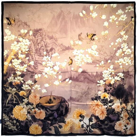 NEW Genuine 100% Mulberry Silk Double Sided Scarf 42"x42" Square Shawl 5842 - Picture 1 of 16